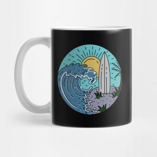 Summer Beach Wave Surfing Mug